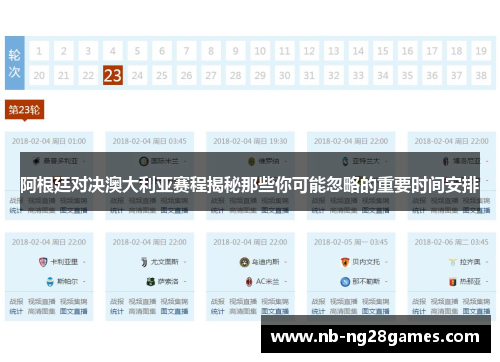 阿根廷对决澳大利亚赛程揭秘那些你可能忽略的重要时间安排